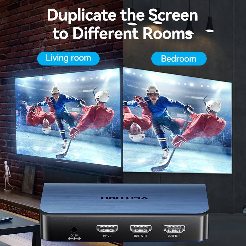 Vention 1 In 2 Out HDMI™ Splitter Blue Aluminum Alloy Type EU Standard - Image 4
