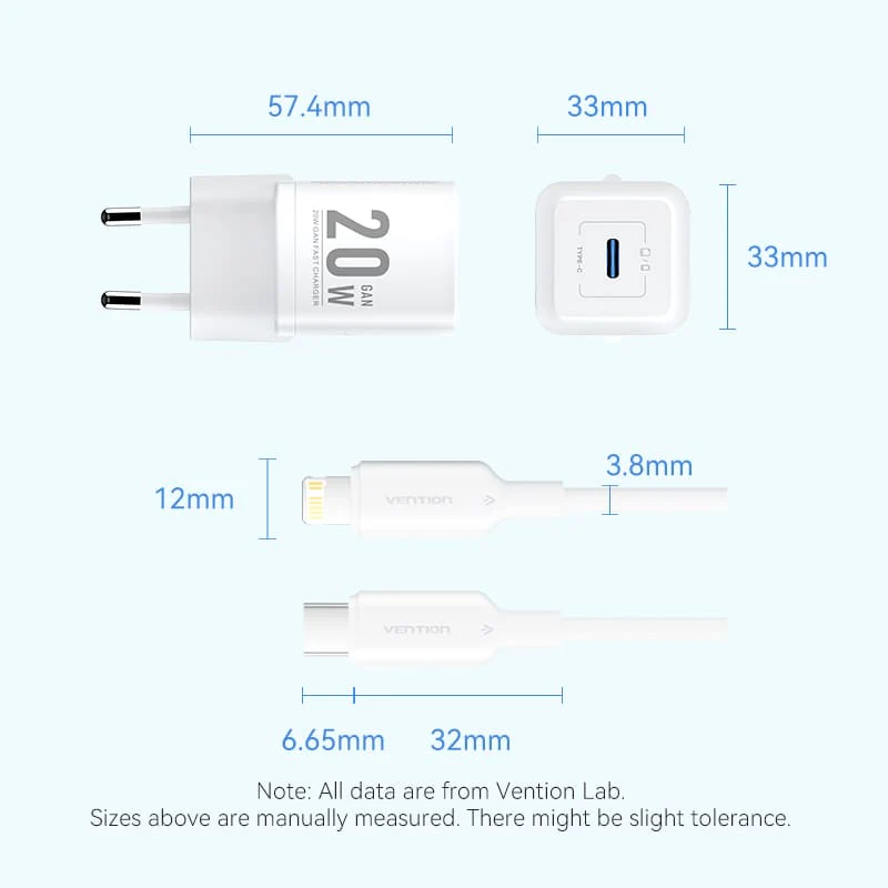 Vention 1-Port USB-C GaN Charger (20W) with USB-C to USB-C Cable - Image 16