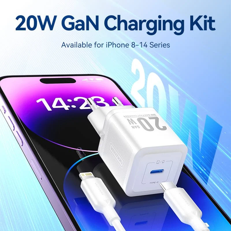 Vention 1-Port USB-C GaN Charger (20W) with USB-C to USB-C Cable - Image 3