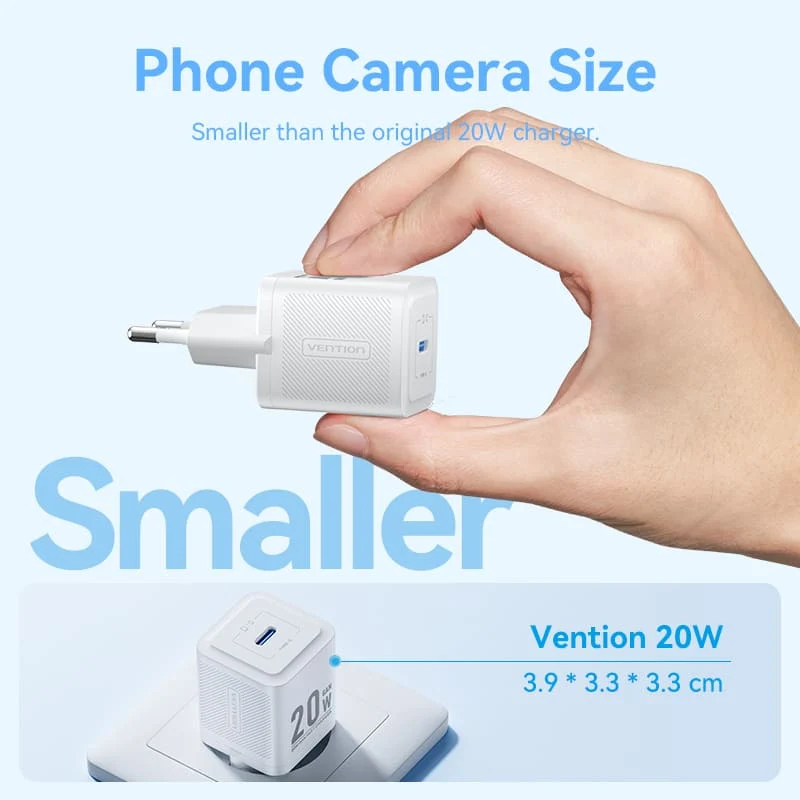 Vention 1-Port USB-C GaN Charger (20W) with USB-C to USB-C Cable - Image 7