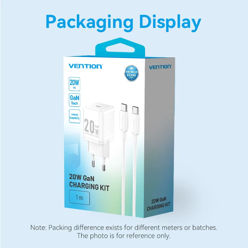Vention 1-Port USB-C GaN Charger 20W with USB-C to USB-C Cable 1M EU-Plug - Image 15