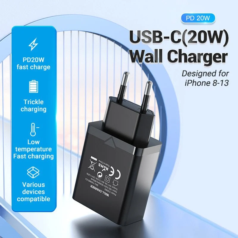 Vention 1-Port USB-C Wall Charger 20W EU-Plug - Image 3