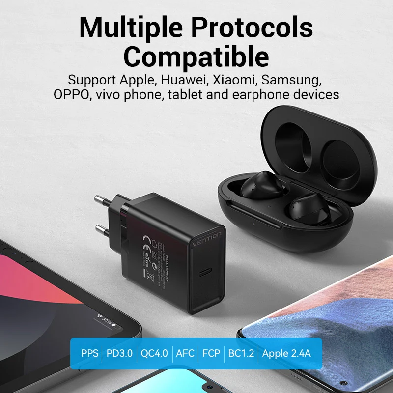 Vention 1-Port USB-C Wall Charger 20W EU-Plug - Image 7