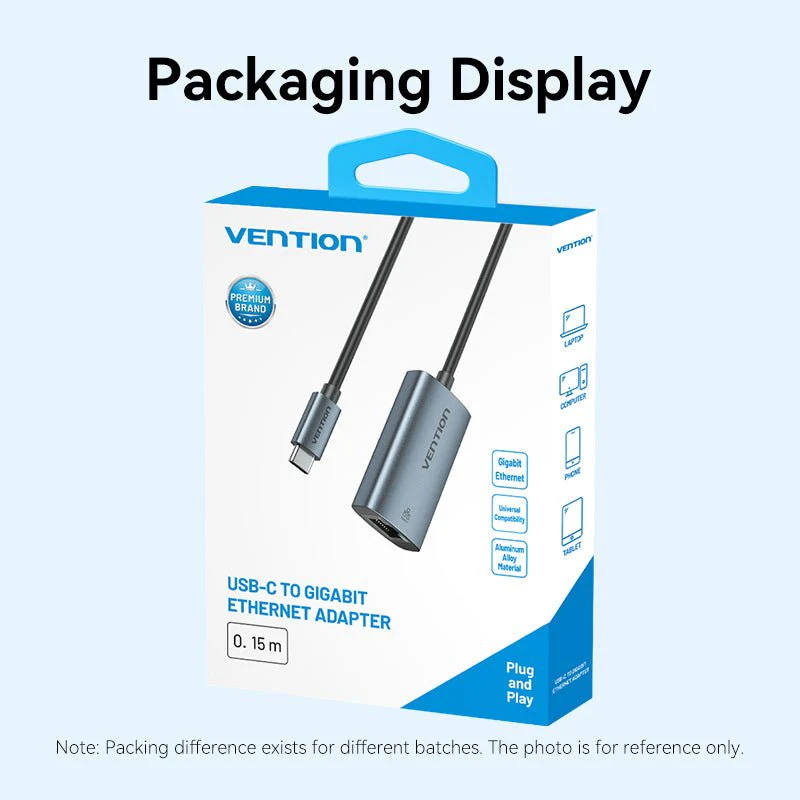 Vention USB-C to Gigabit Ethernet Adapter 0.15M Gray Aluminum Alloy Type - Image 16