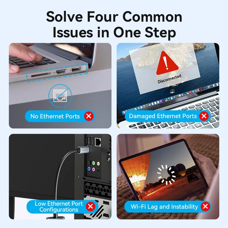 Vention USB-C to Gigabit Ethernet Adapter 0.15M Gray Aluminum Alloy Type - Image 3