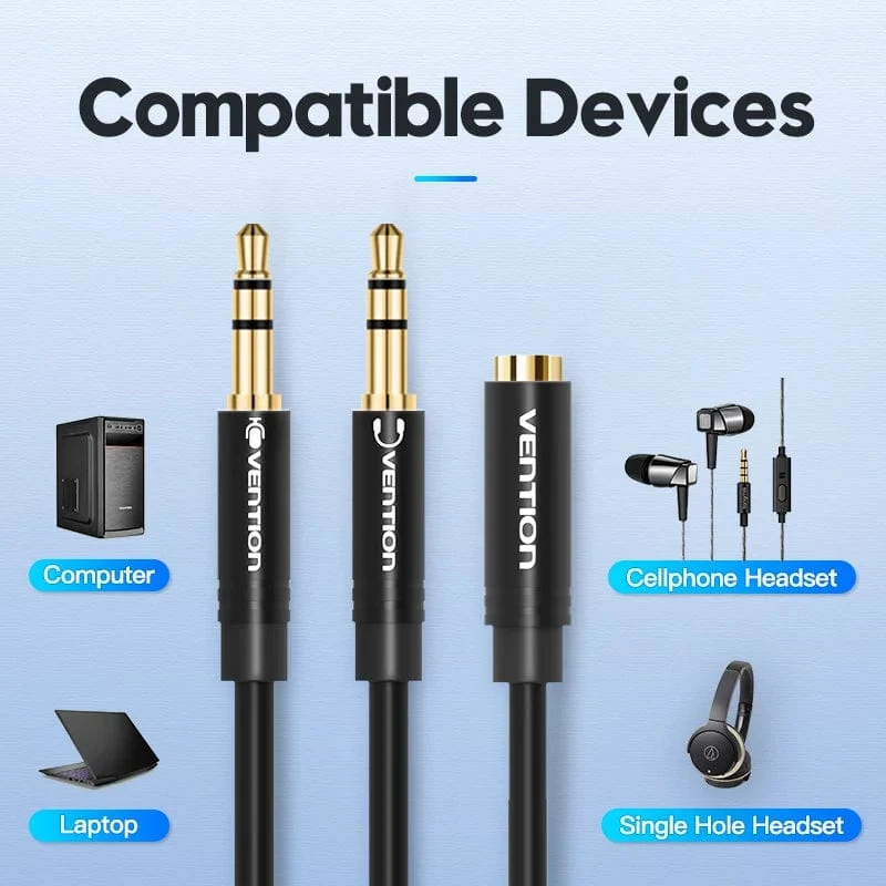 Vention 2 in 1 3.5mm Audio Cable - Image 6
