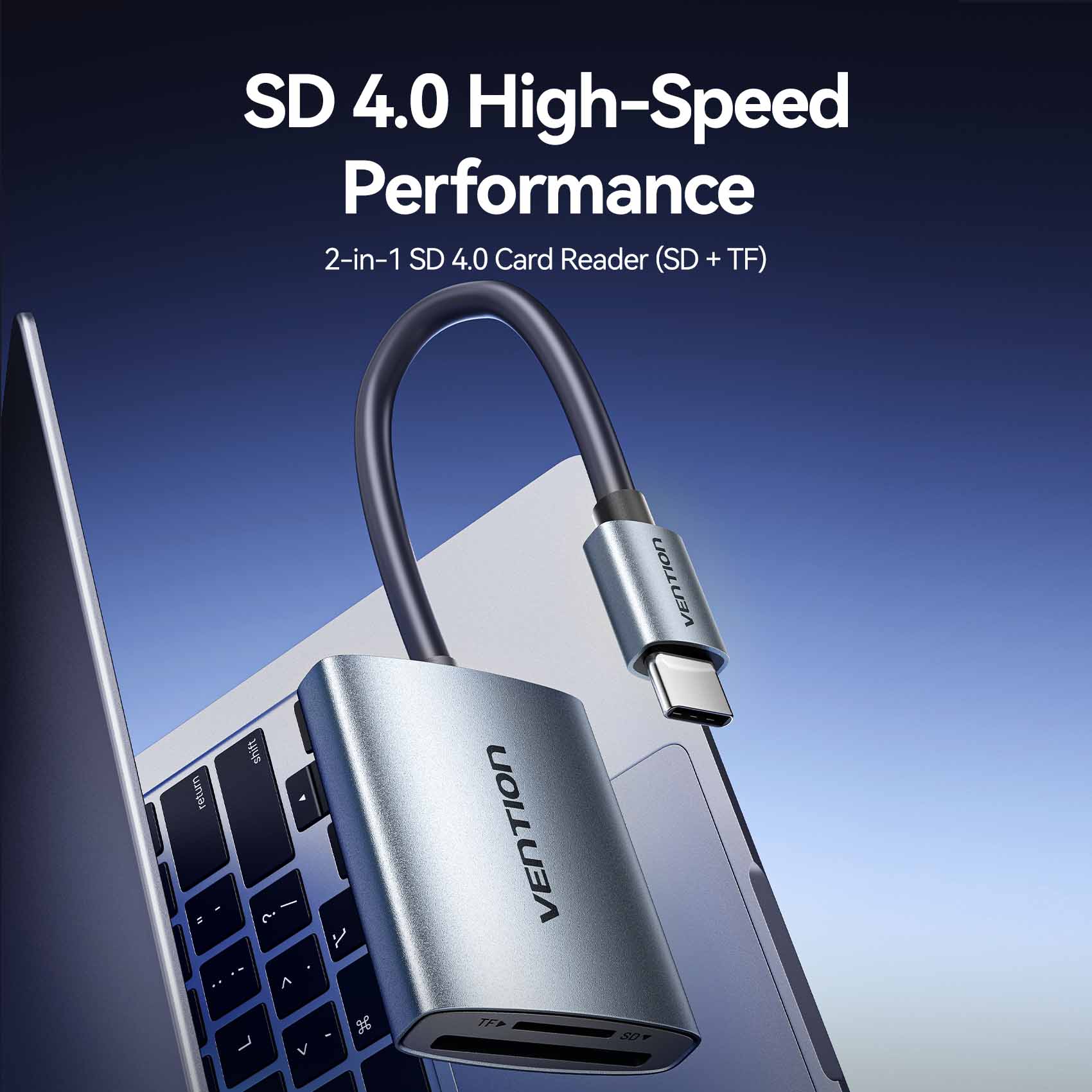 Vention 2-in-1 SD 4.0 Card Reader (SD + TF) - Image 2