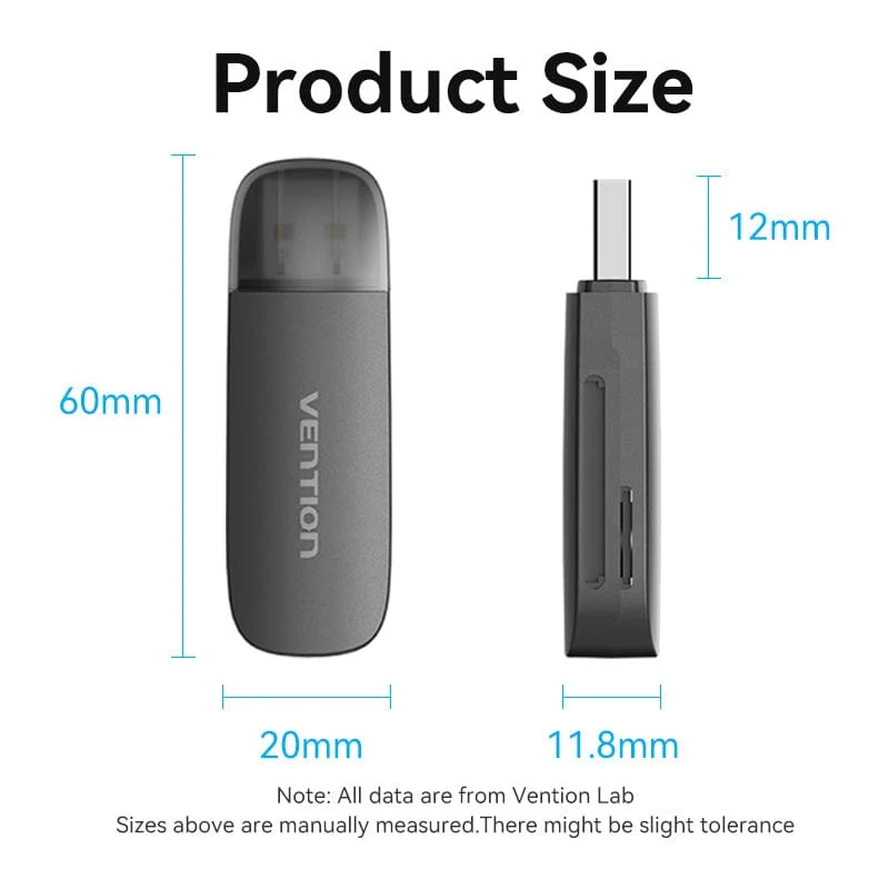 Vention 2-in-1 USB 2.0 A Card Reader(SD+TF) Black Single Drive Lette - Image 11