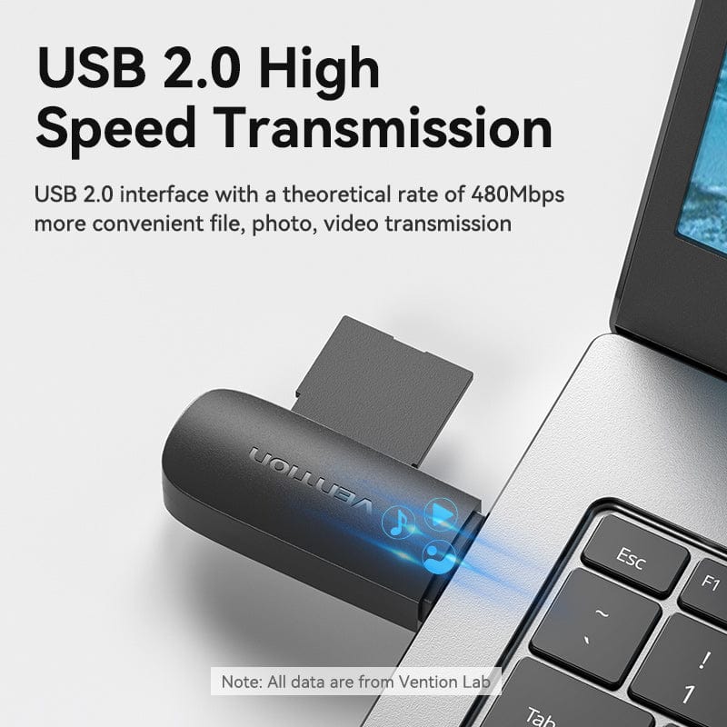 Vention 2-in-1 USB 2.0 A Card Reader(SD+TF) Black Single Drive Lette - Image 4