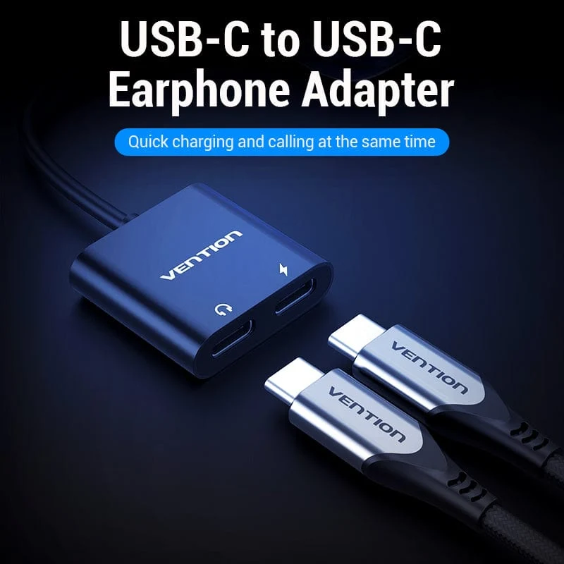 2 in 1 USB C to Dual Digital Type C HeadPhone Adapter - Image 2