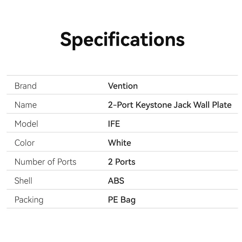 Vention 2-Port Keystone Jack Wall Plate - Image 11