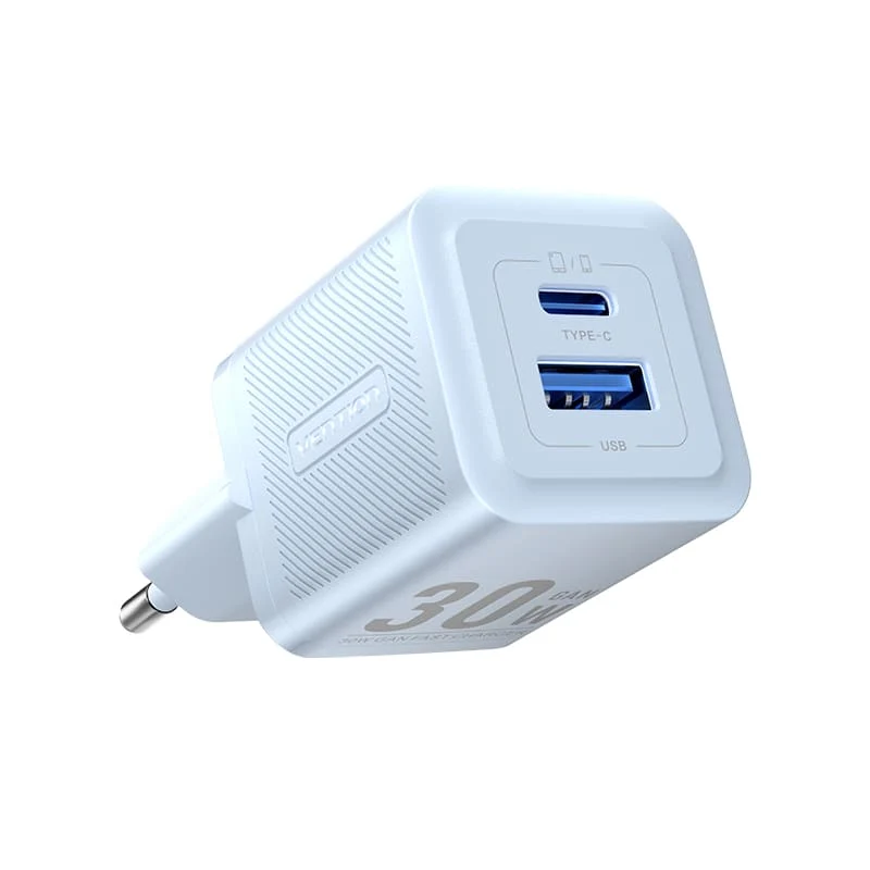 Vention 2-Port USB (C+A) GaN Charger (30W/30W) EU-Plug - Image 4