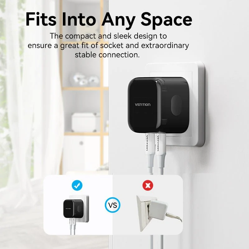 Vention 2-Port USB(C+C) GaN Charger (35W/35W) EU-Plug - Image 11