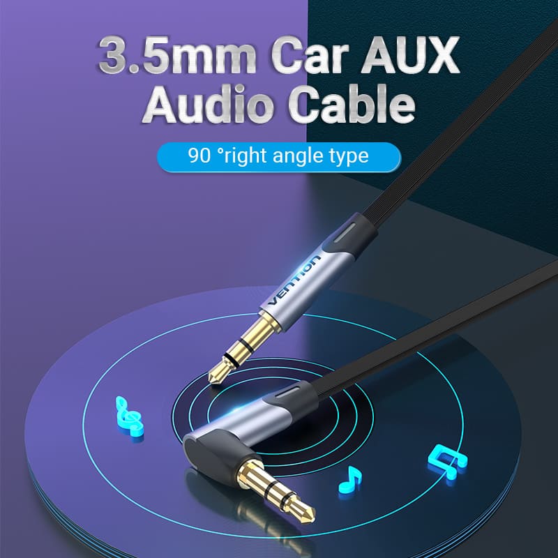 3.5MM Right Angle Male to Male Flat Aux Cable - Image 2