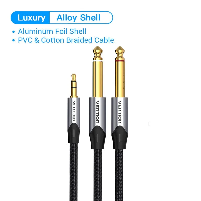 Vention 3.5mm to Double 6.5mm TRS Cable AUX Male Mono 6.5 Jack to Stereo 3.5 Jack Audio Cable for Mixer Amplifier 6.35 Adapter - Image 2