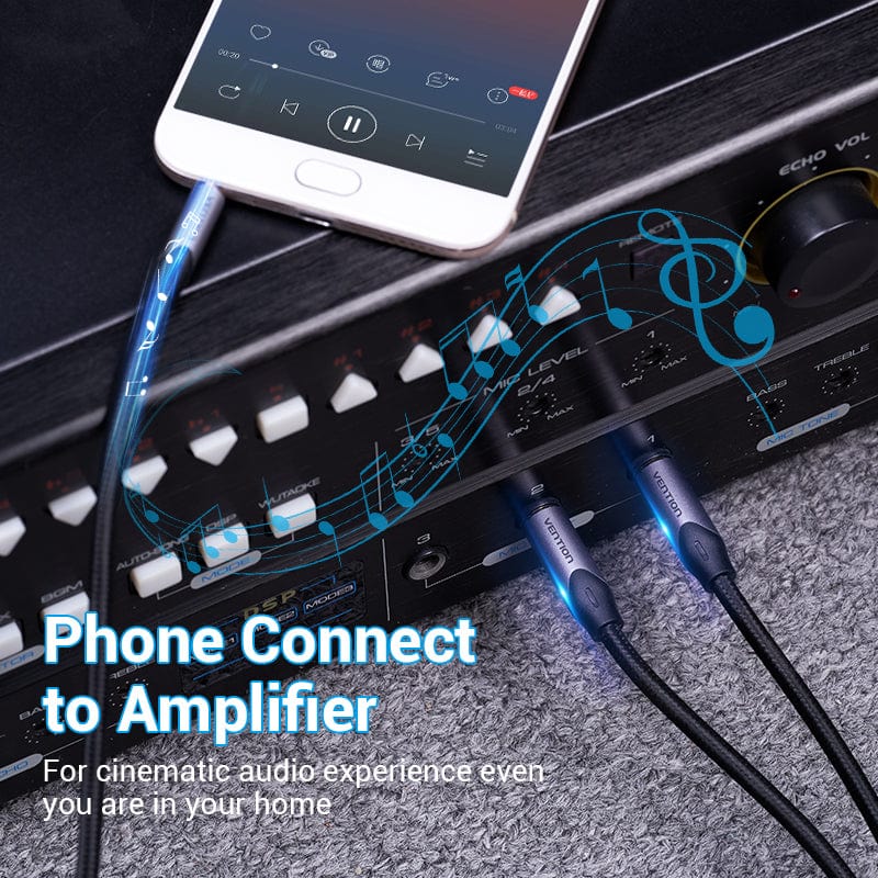 Vention 3.5mm to Double 6.5mm TRS Cable AUX Male Mono 6.5 Jack to Stereo 3.5 Jack Audio Cable for Mixer Amplifier 6.35 Adapter - Image 5