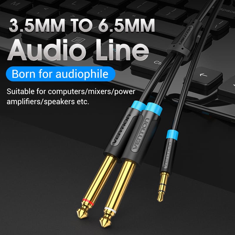 3.5mm TRS Male to Dual 6.35mm Male Audio Cable - Image 3