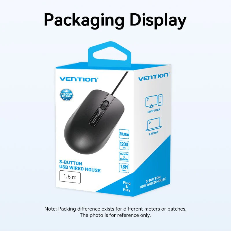 Vention 3-Button USB Wired Computer Mouse 1.5M Black - Image 13