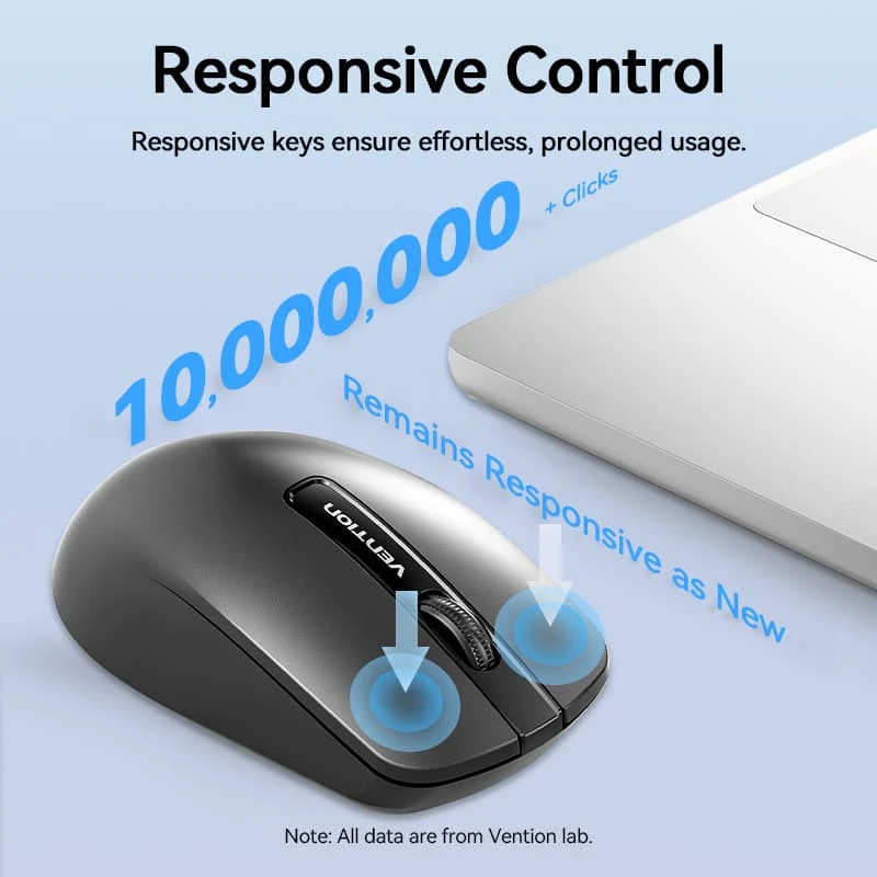 Vention 3-Button Wireless Computer Mouse with USB Receiver Black - Image 6