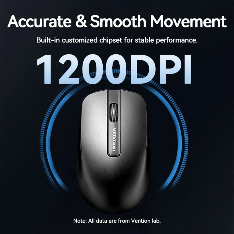 Vention 3-Button Wireless Computer Mouse with USB Receiver Black - Image 9