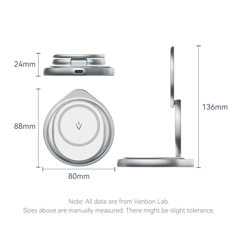 Vention 3-in-1 15W Wireless Charger Stand with MagSafe Silver - Image 13