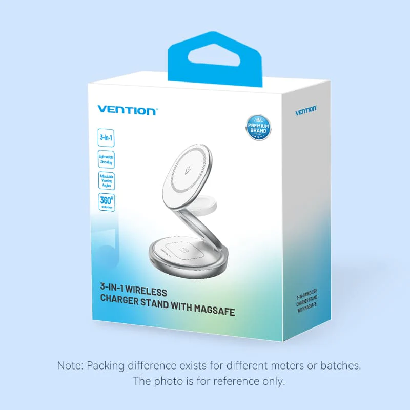 Vention 3-in-1 15W Wireless Charger Stand with MagSafe Silver - Image 14