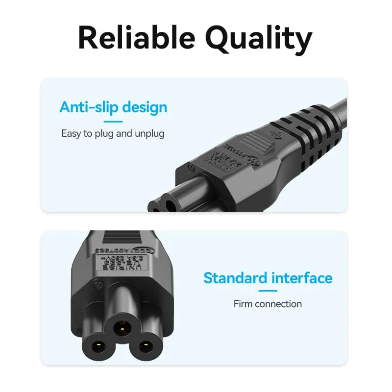 3-Prong Power Cord 1.8M C5 Connector EU Plug - Image 7