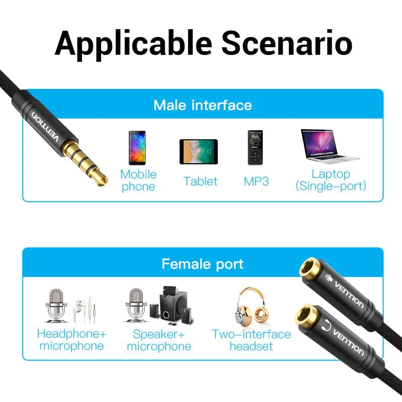Vention 4 Pole 3.5mm Audio Splitter Cable - Image 3
