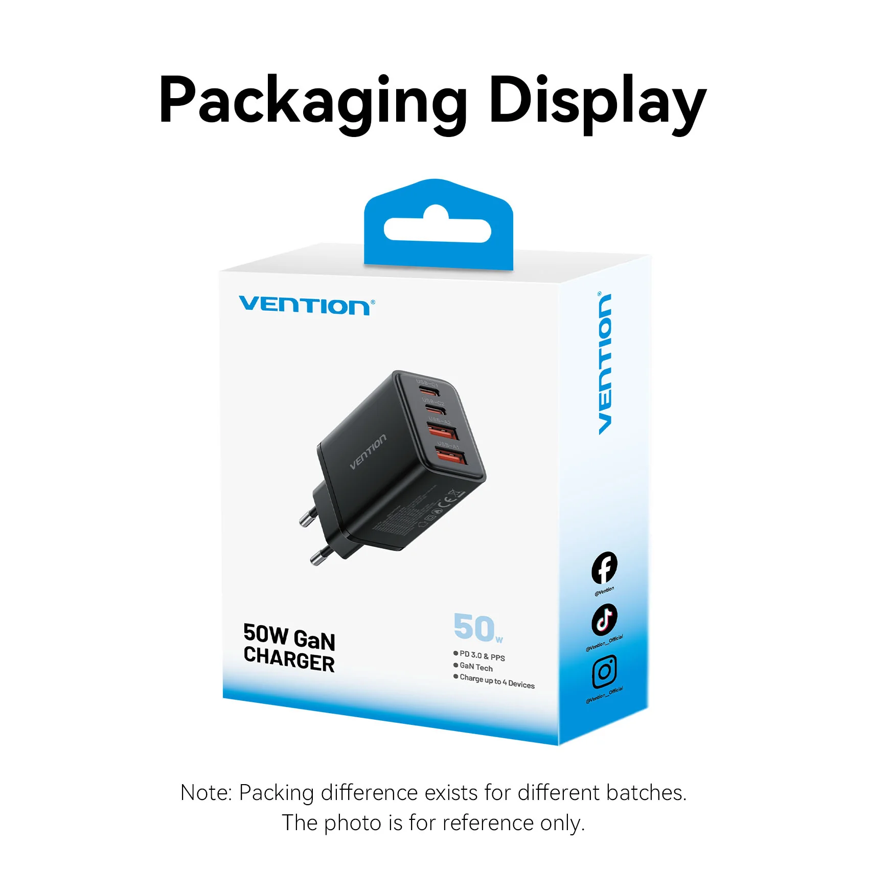 Vention 4-Port USB (C + C + A + A) GaN Charger (30W/20W/18W/18W) EU-Plug - Image 16