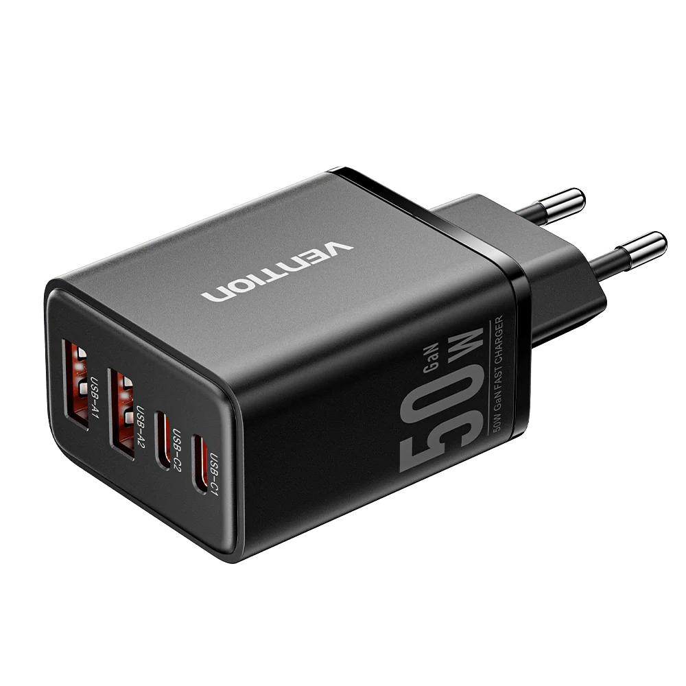 Vention 4-Port USB (C + C + A + A) GaN Charger (30W/20W/18W/18W) EU-Plug - Image 2