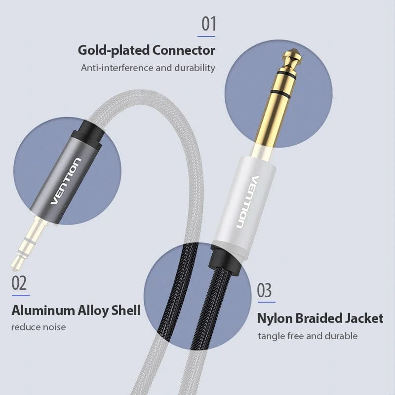 Vention 6.5 to 3.5 Jack Aux Cable Adapter for Speaker Guitar Amplifier TRS Audio Cable Jack 3.5mm to 6.5mm Audio Cable Auxiliar - Image 6