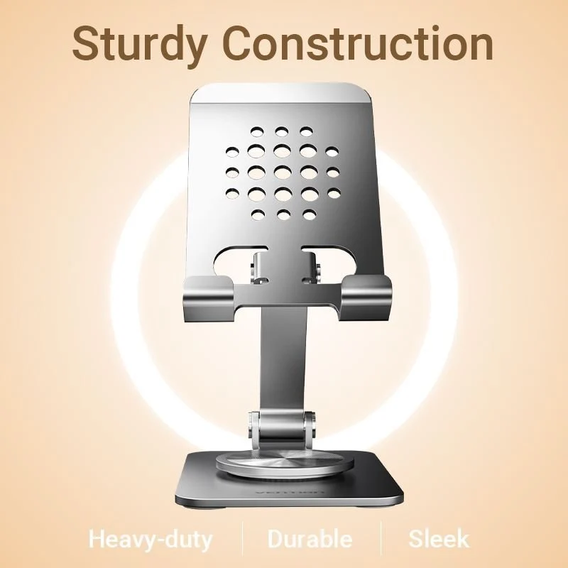 Vention Articulating Desk Phone Stand with 360° Rotatable Base Gray Aluminium Alloy Type - Image 7
