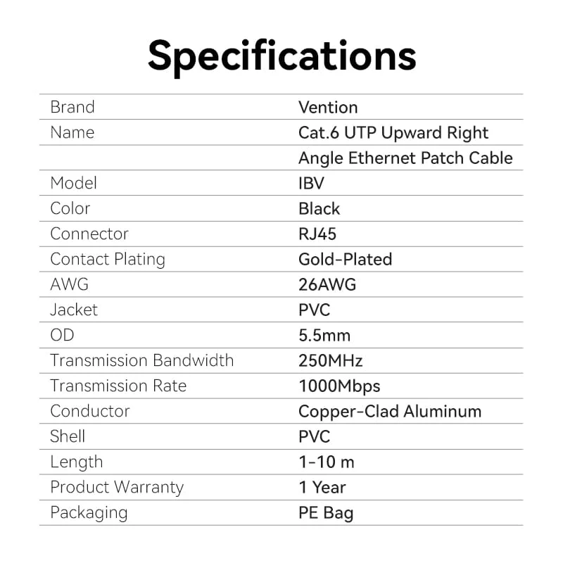 Vention Cat6 UTP Right Angle Ethernet Patch Cable - Image 14