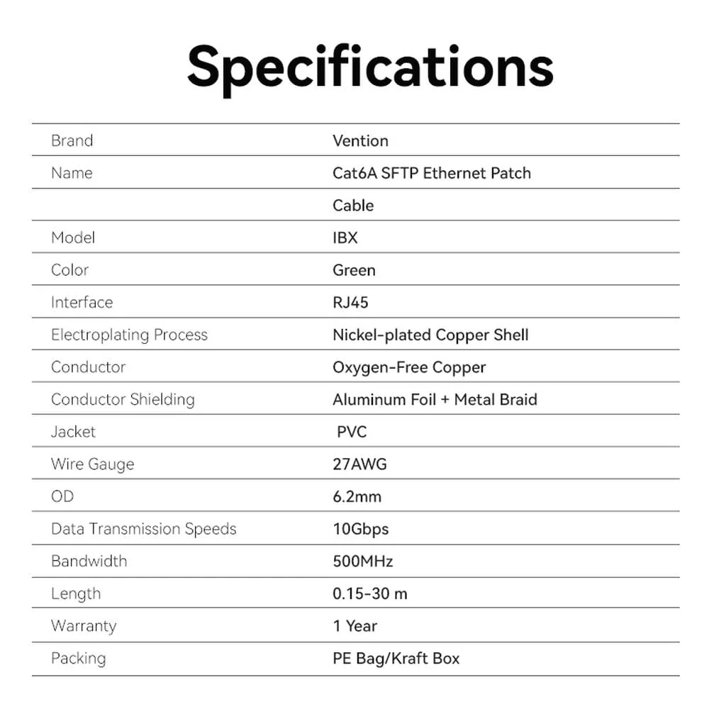 Vention Cat6A SFTP Ethernet Patch Cable - Image 13