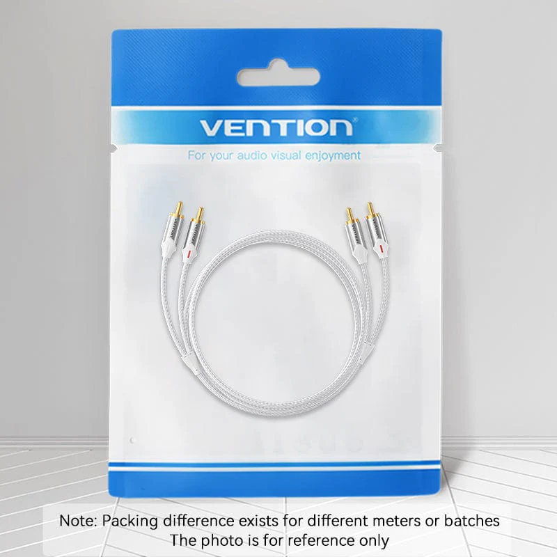 Vention Cotton Braided 2RCA Male to Male Audio Cable Silver Aluminum Alloy Type - Image 13
