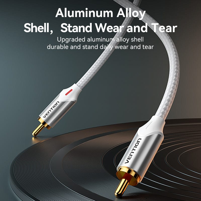 Vention Cotton Braided 2RCA Male to Male Audio Cable Silver Aluminum Alloy Type - Image 8