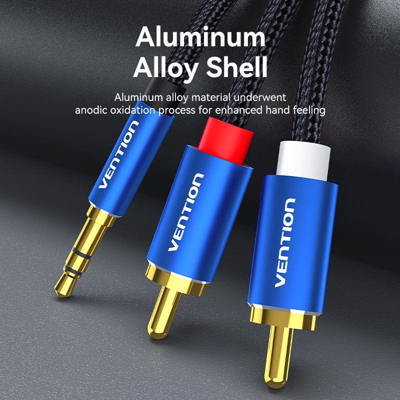 Vention Cotton Braided 3.5mm Male to 2RCA Male Audio Cable Blue Aluminum Alloy Type - Image 10
