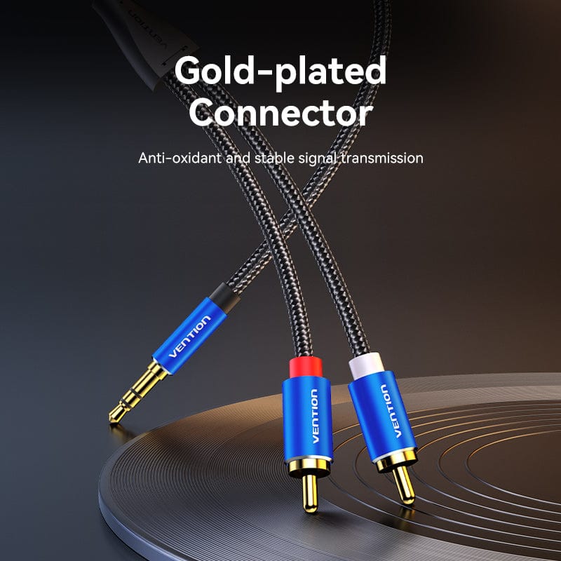 Vention Cotton Braided 3.5mm Male to 2RCA Male Audio Cable Blue Aluminum Alloy Type - Image 11