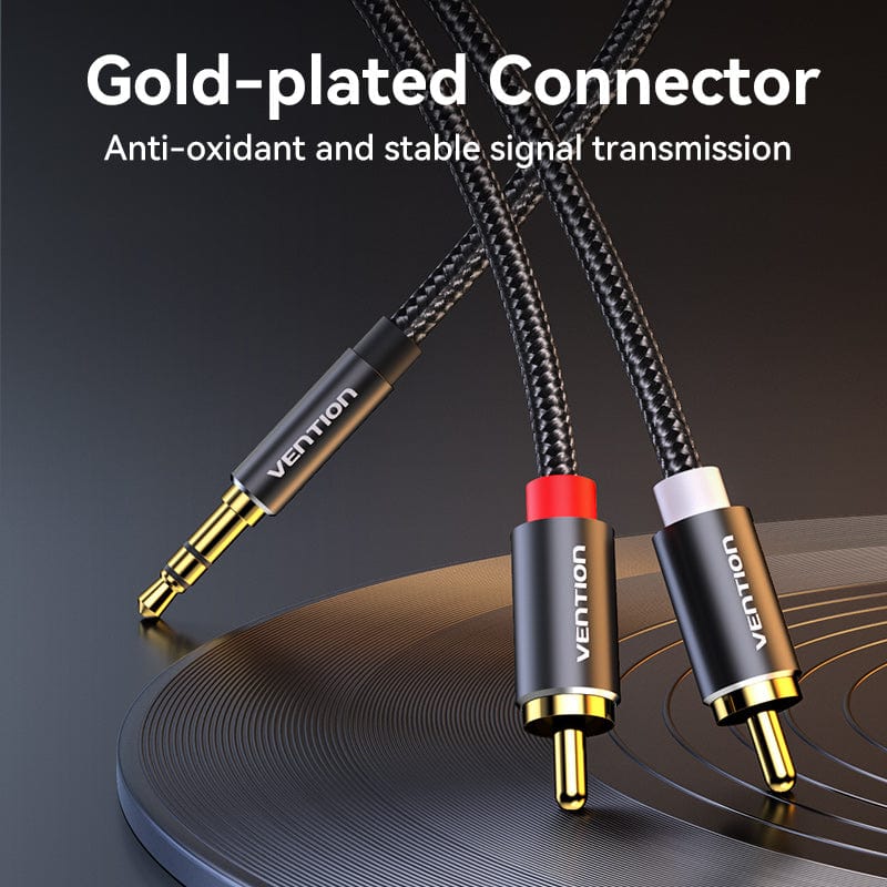 Vention Cotton Braided 3.5mm Male to 2RCA Male Audio Cable Blue Aluminum Alloy Type - Image 25
