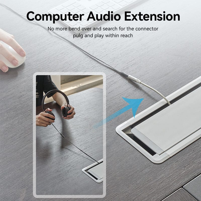 Vention Cotton Braided 3.5mm Male to 3.5mm Female Audio Extension Cable  Silver Aluminum Alloy Type - Image 4