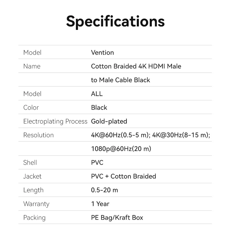 Cotton Braided 4K HDMI™ Male to Male Cable - Image 12