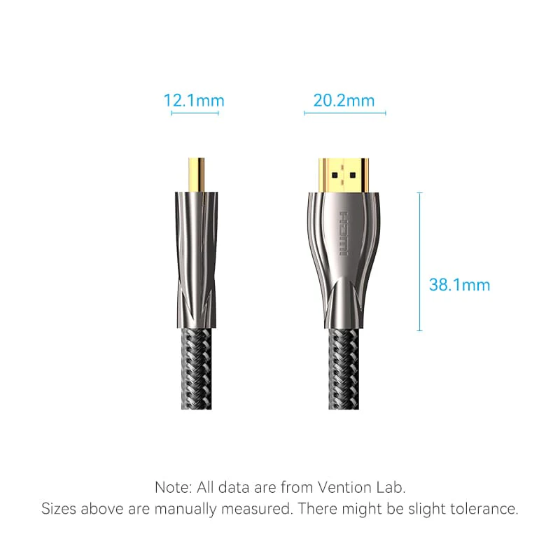 Vention Cotton Braided 4K HDMI™ Male to Male Cable Black Zinc Alloy Type - Image 14