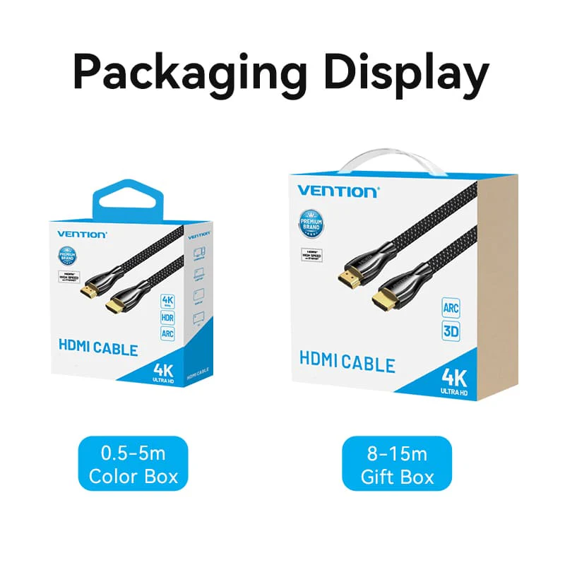 Vention Cotton Braided 4K HDMI™ Male to Male Cable Black Zinc Alloy Type - Image 16