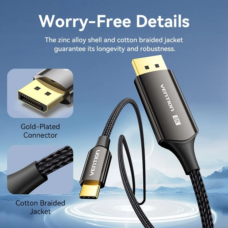 Vention 8K Bi-Directional USB-C to DisplayPort Cable - Image 10
