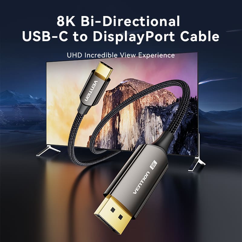 Vention 8K Bi-Directional USB-C to DisplayPort Cable - Image 2