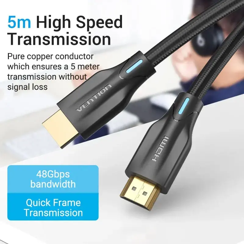 Vention Cotton Braided 8K HDMI™ Cable Black - Image 10