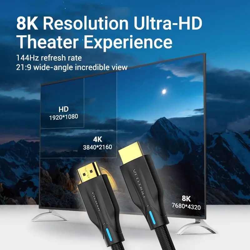 Vention Cotton Braided 8K HDMI™ Cable Black - Image 4