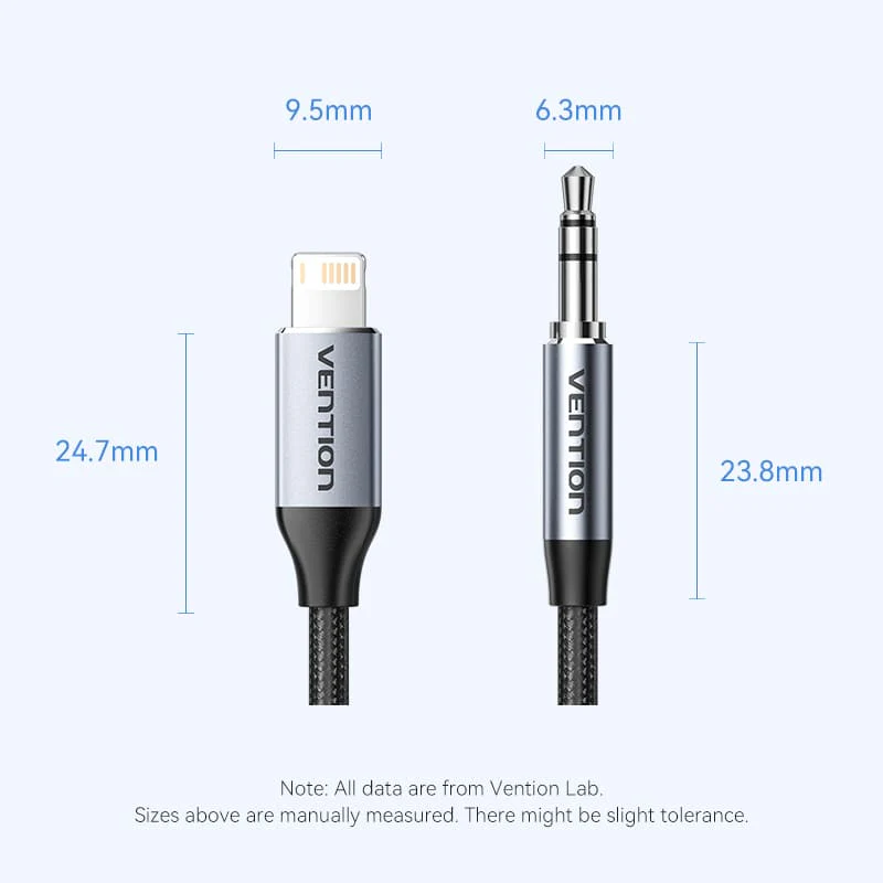 Vention Cotton Braided Lightning Male to 3.5MM Male Cable  Aluminum Alloy Type - Image 14