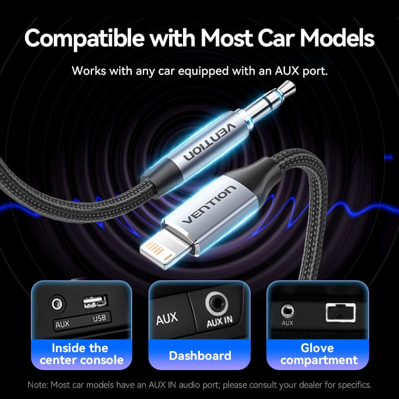 Vention Cotton Braided Lightning Male to 3.5MM Male Cable  Aluminum Alloy Type - Image 7