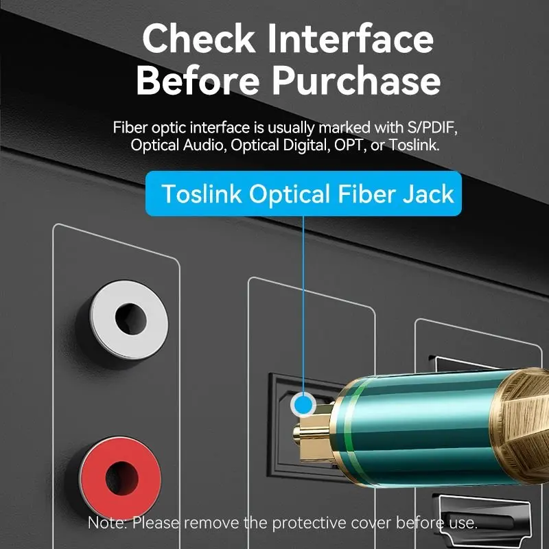 Vention Cotton Braided Optical Fiber Audio Cable 1/1.5/2/3/5/10M Green Copper Type - Image 10